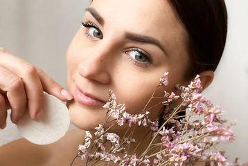 woman with flowers and makeup