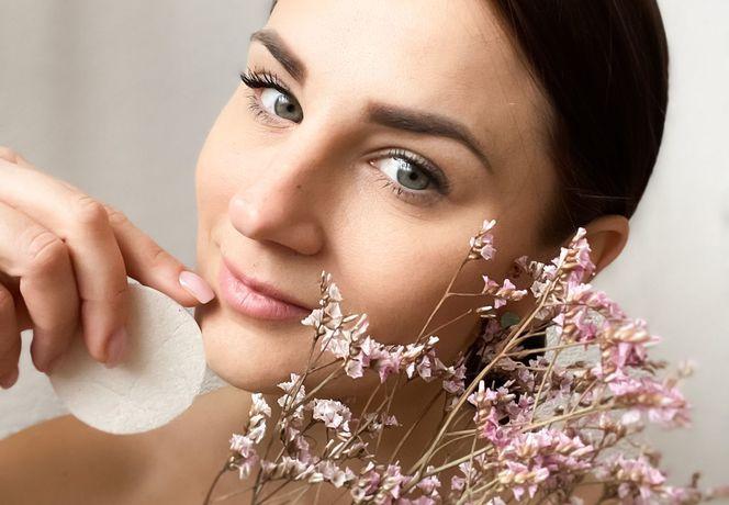 woman with flowers and makeup