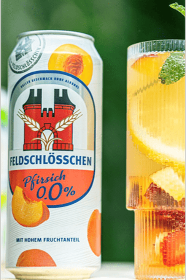 alcohol-free beer with peach flavour