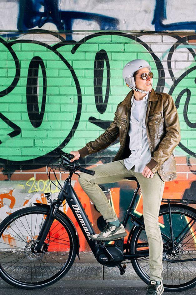 Man riding his bike