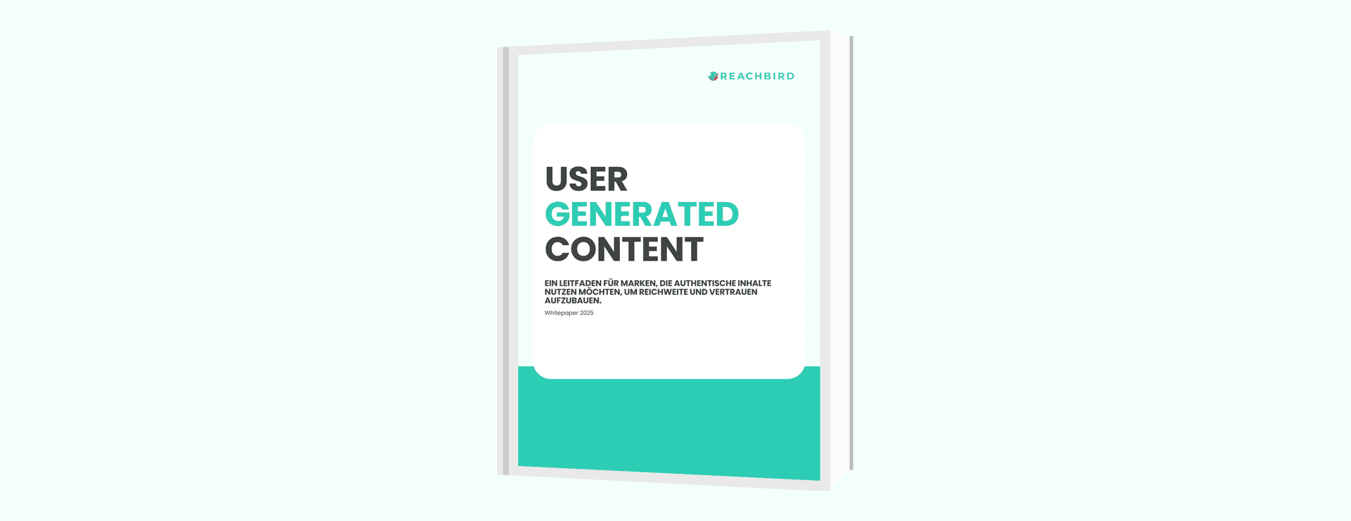 Book cover titled "User Generated Content" with a turquoise and white design and the @REACHBIRD logo.