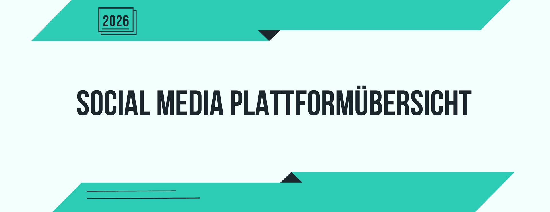 Text "Social Media Plattformübersicht" with a green graphic design labeled "2026" on a light background.