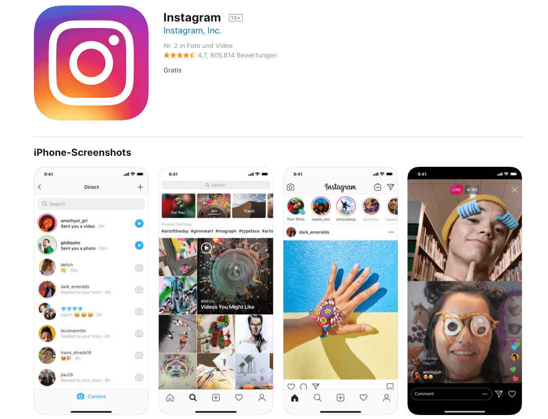 Screenshot Instagram Appstore