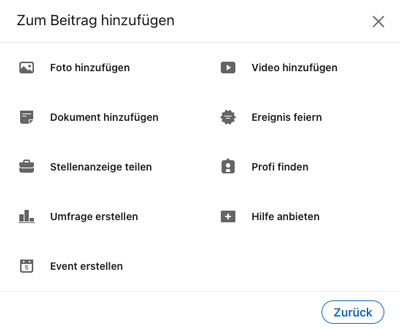 Welche Posting Arten gibt es auf LinkedIn?