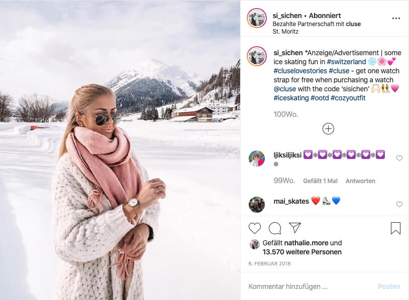 Cluse Influencer-Marketing-Kampagne Valentinstag