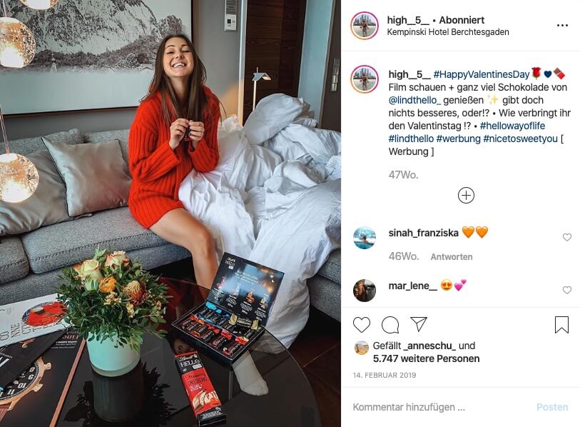 Lindt HELLO Influencer-Marketing-Kampagne Valentinstag