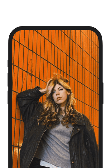 phone display of influencer model